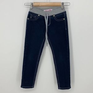 Seven7 Girl 6/7 Dark Blue Wash Pull On Skinny Jeans Drawstring Elastic Waistband